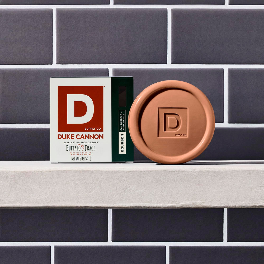 Duke Cannon bar soap puck triple-milled texture ensures durability and long-lasting use.