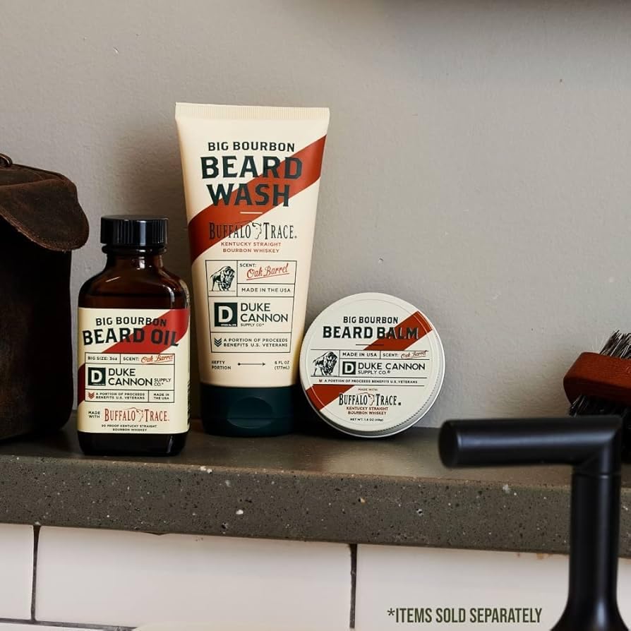 Duke Cannon Big Bourbon Beard Wash oak-barrel scent evokes rugged grooming rituals