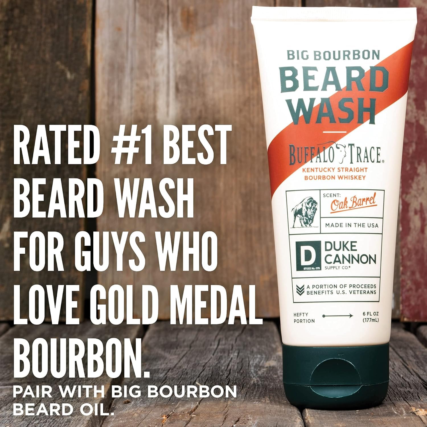 Duke Cannon Big Bourbon Beard Wash USA-made badge signals American craftsmanship