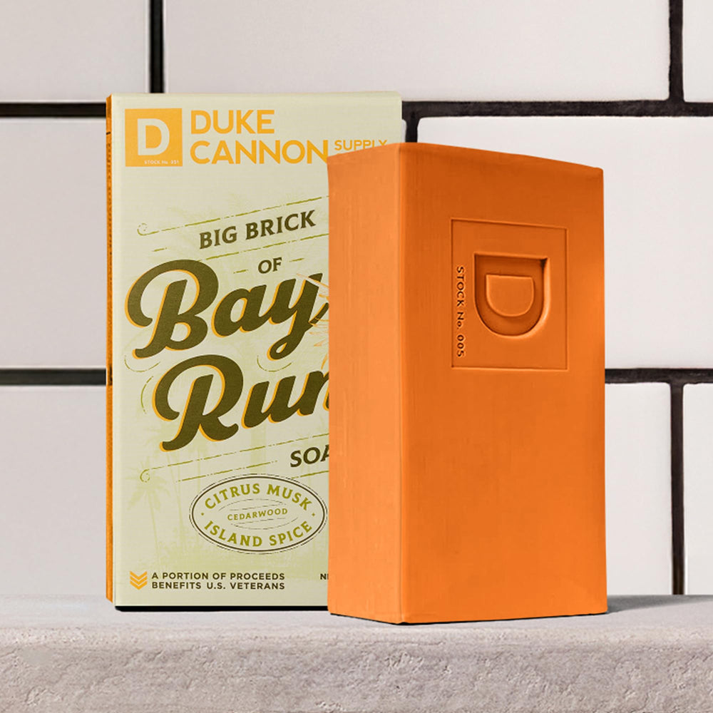Large 10 oz Duke Cannon brick lasts longer than typical bars.