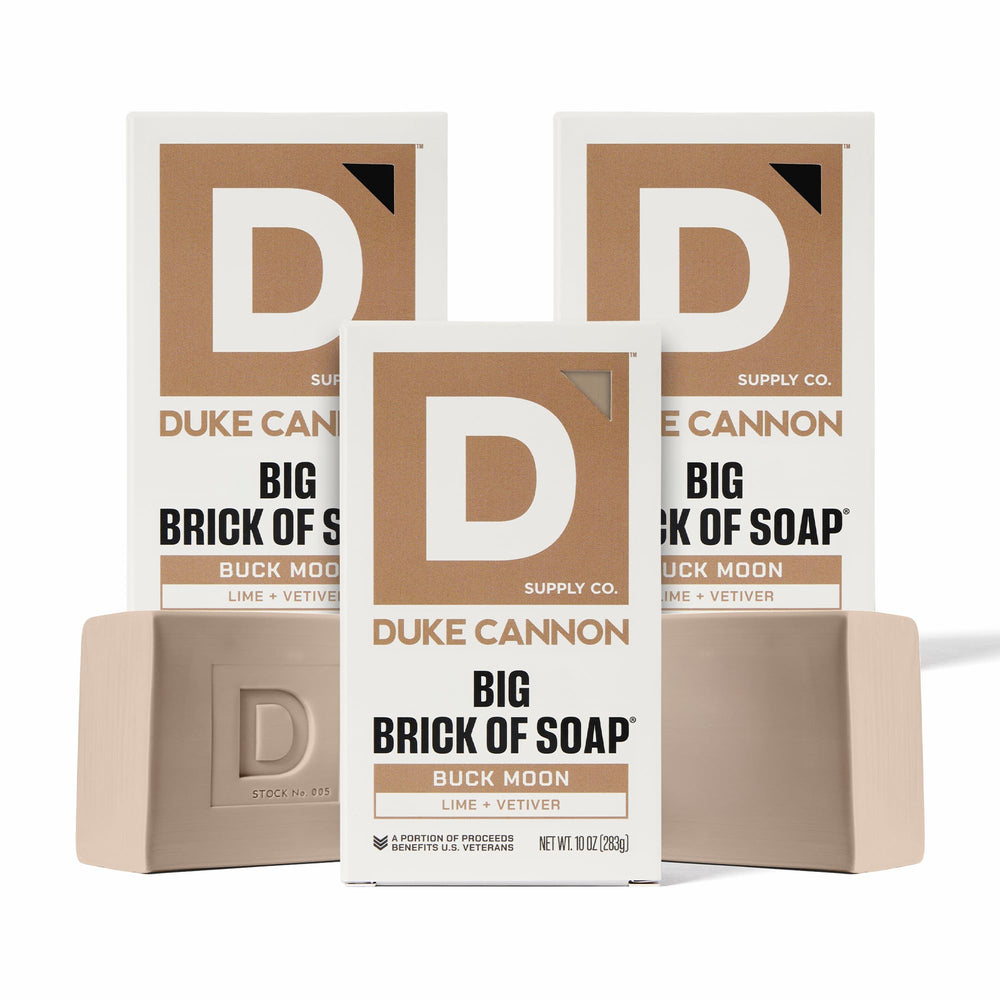 Duke Cannon Buck Moon soap block 10 oz delivers long-lasting cleansing with rugged scent.