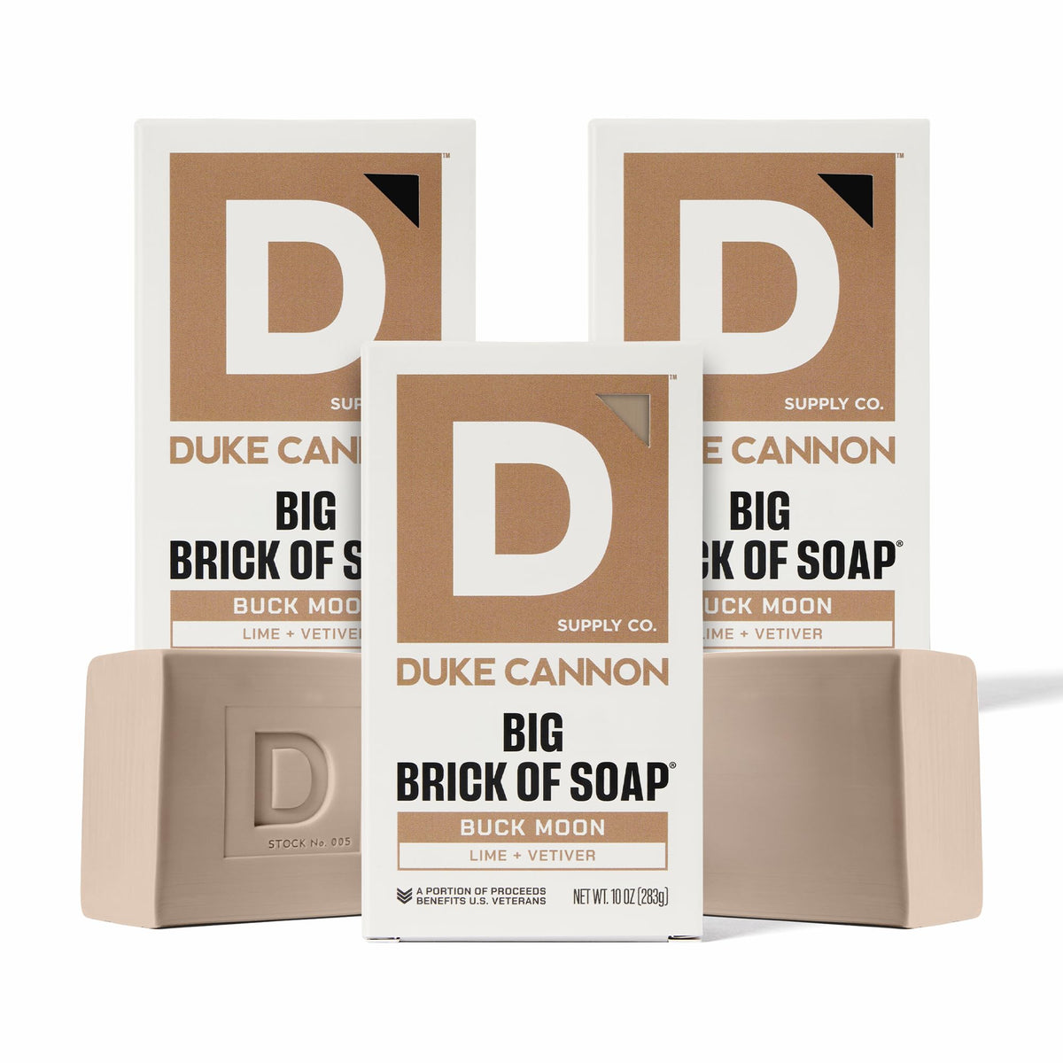 Duke Cannon Buck Moon soap block 10 oz delivers long-lasting cleansing with rugged scent.