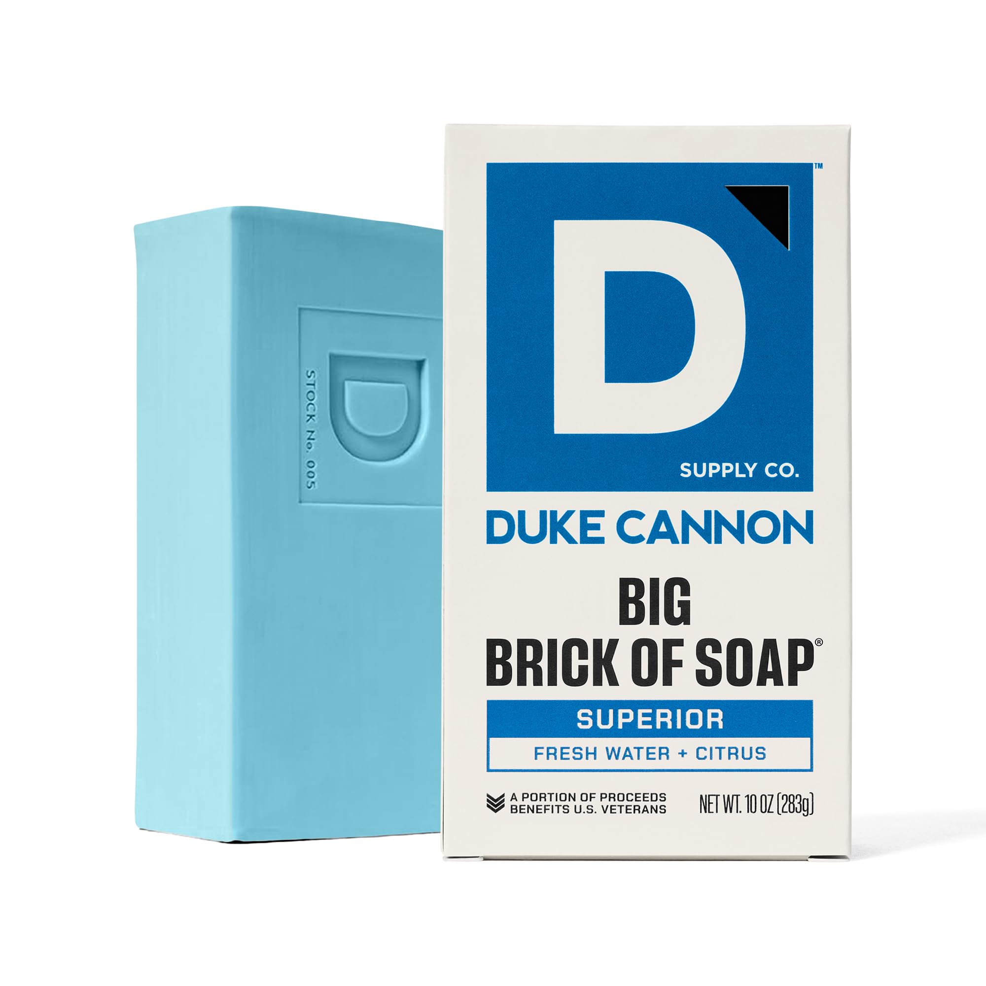 Duke Cannon Big Brick of Soap on shelf signals home or gym use