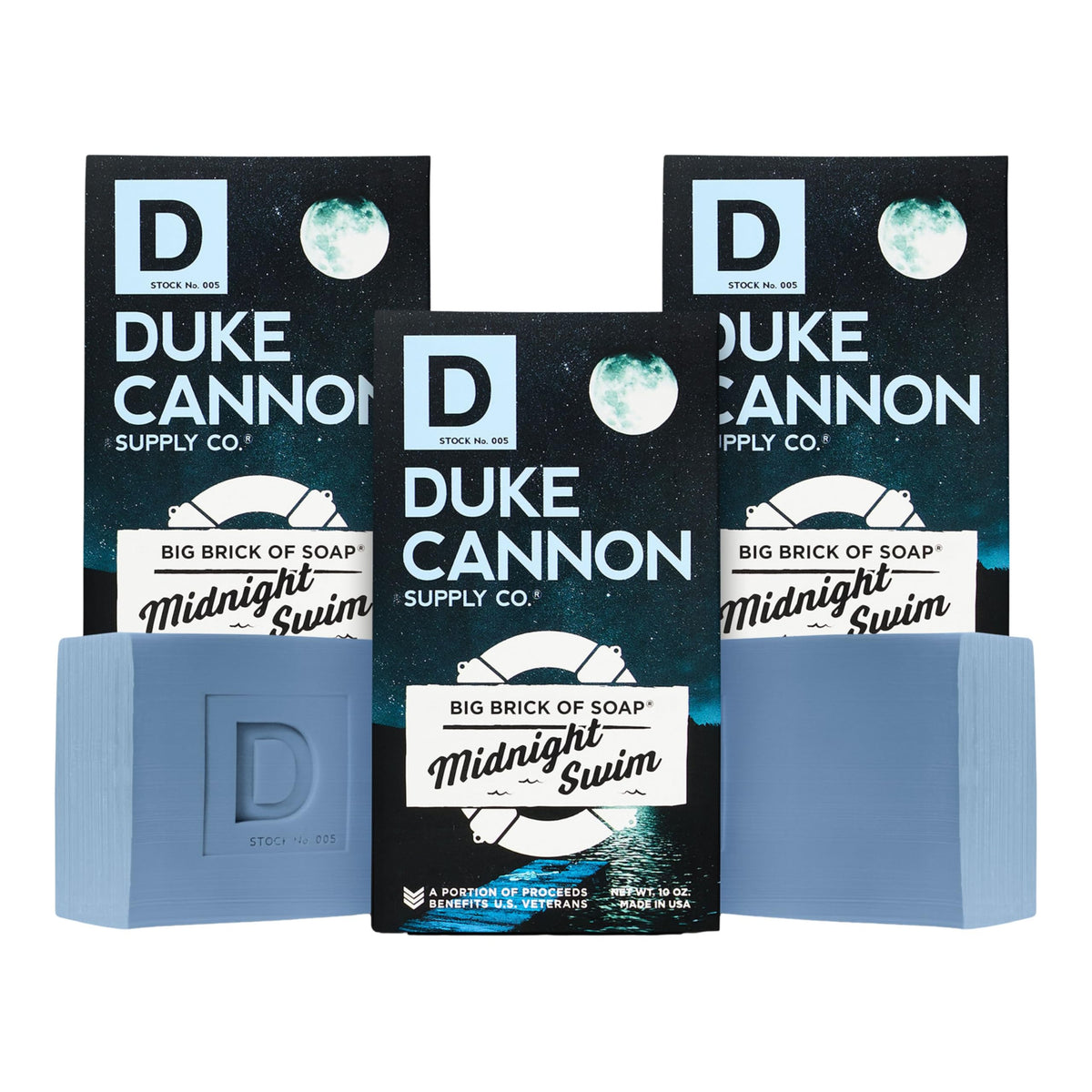 Duke Cannon Big Brick of Soap Midnight Swim pack for men, three large bars for extended freshness