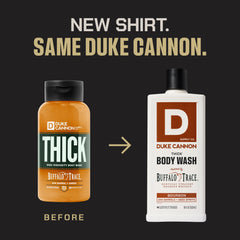 Duke Cannon Bourbon Body Wash bottle back reveals ingredients and USA-made claim