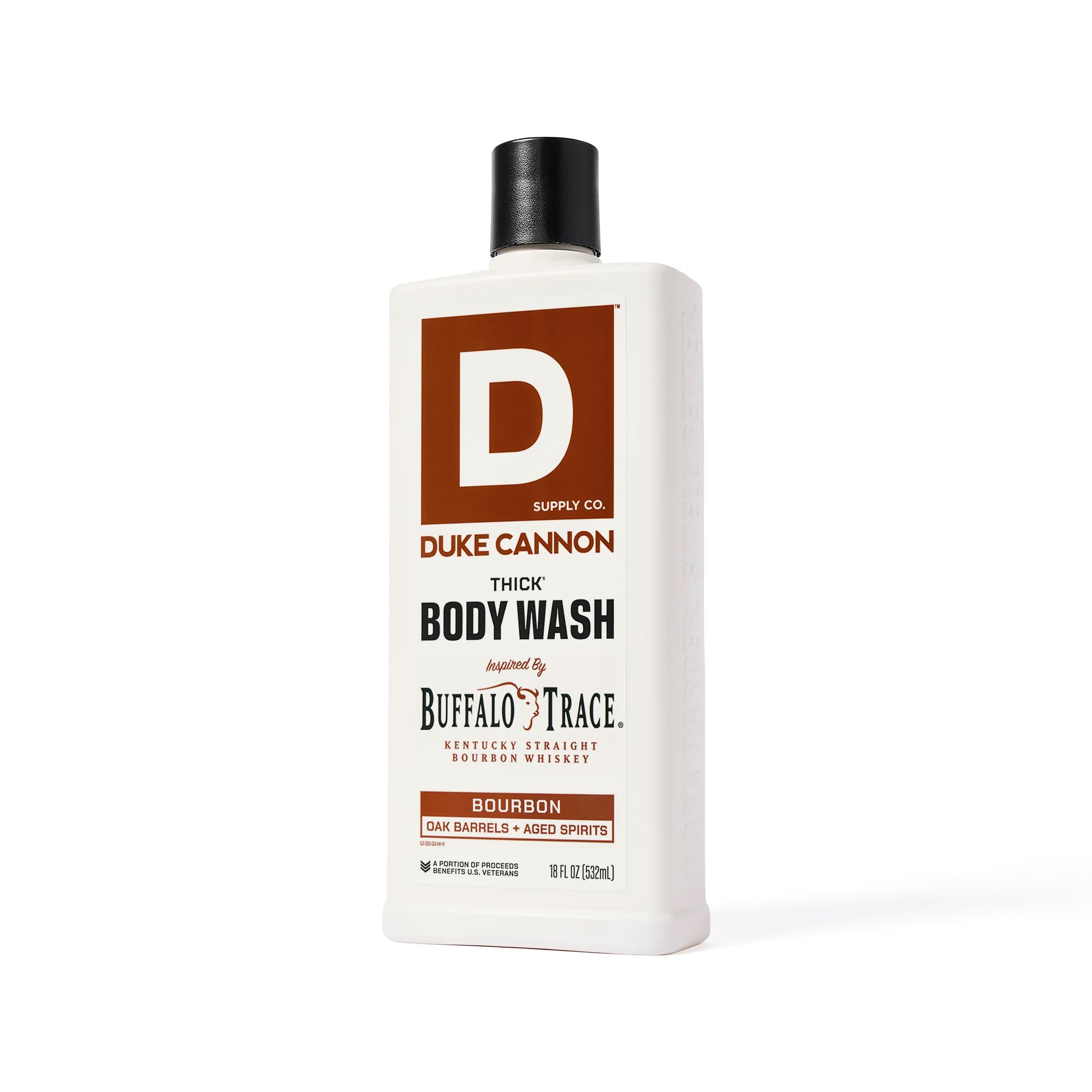 Duke Cannon Bourbon Body Wash hero shot showcases rugged masculinity and premium feel