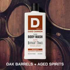 Duke Cannon Bourbon Body Wash pour captures rich, thick lather ready for daily showers