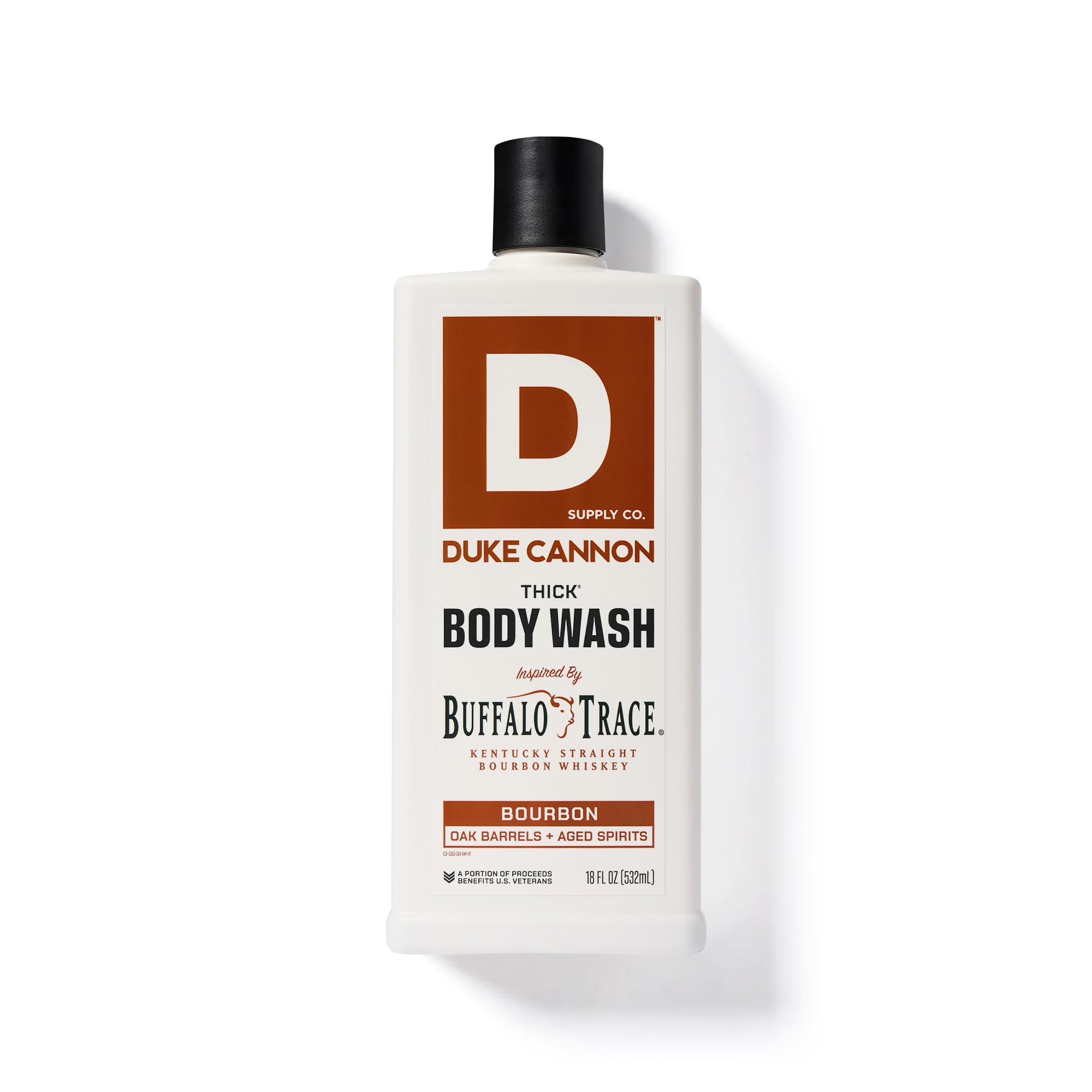 Duke Cannon Bourbon Body Wash texture close-up emphasizes thick viscosity and hydration