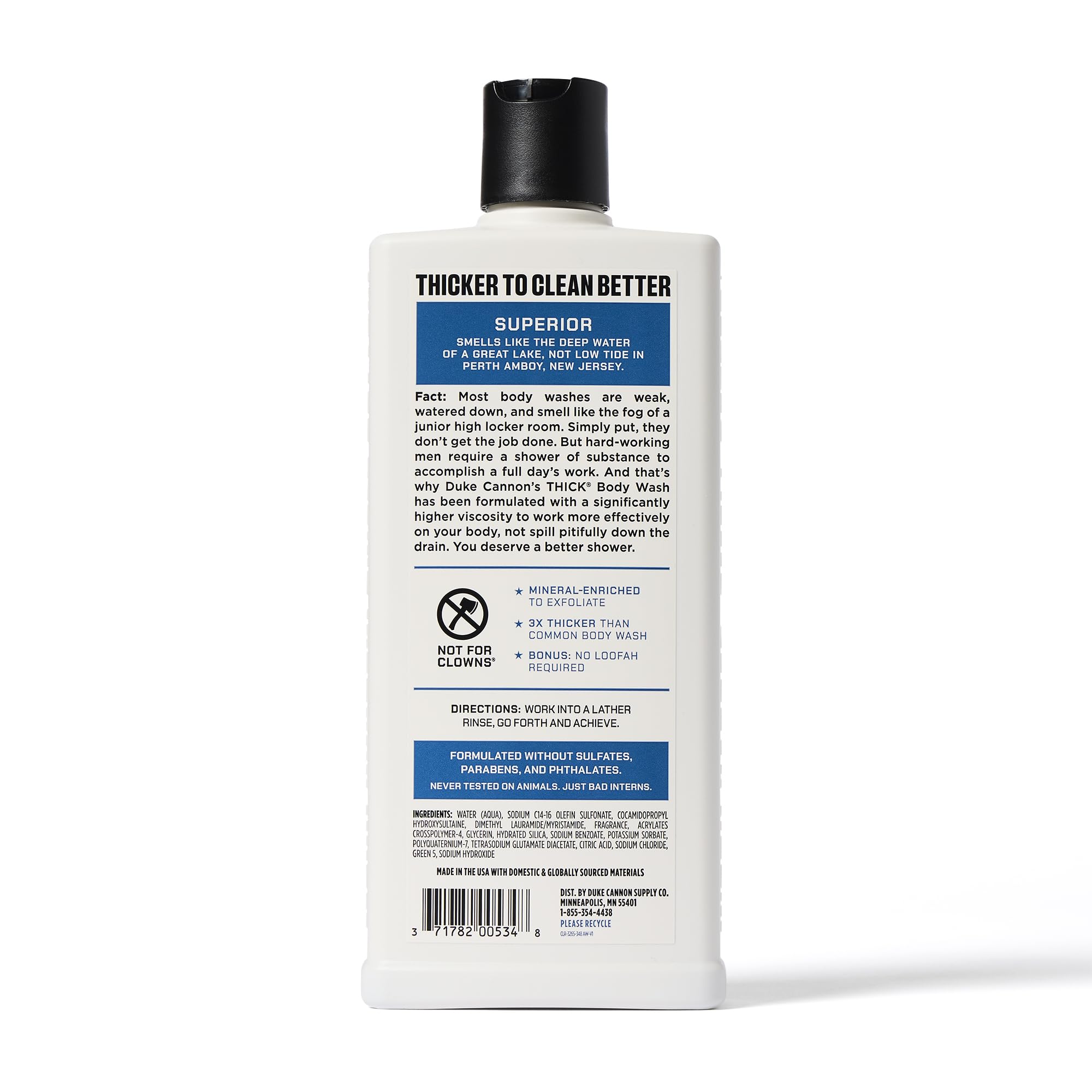 Duke Cannon daily shower routine with loofah and rich lather for cleansing.