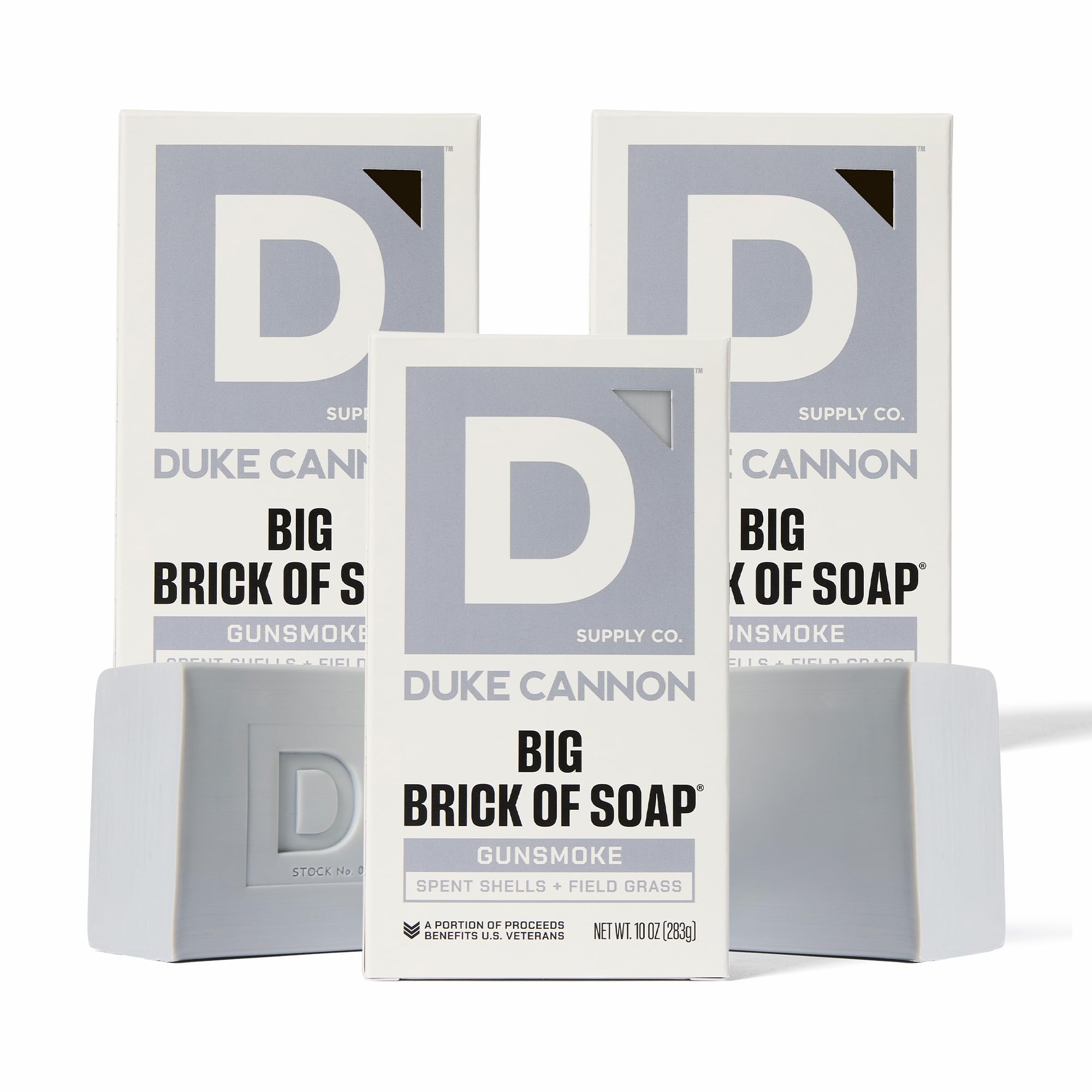 Duke Cannon Gun Smoke soap bar with wood notes for rugged freshness