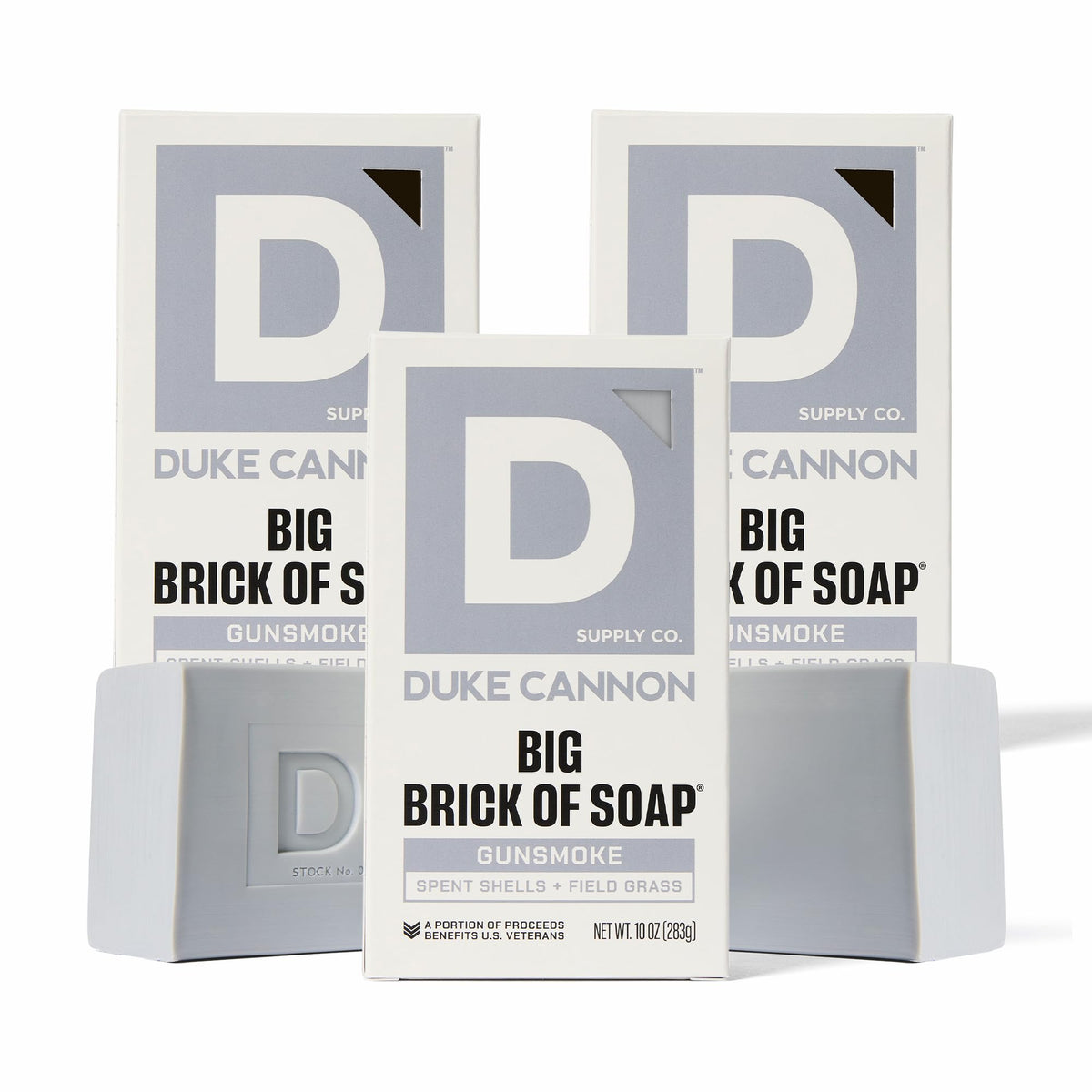 Duke Cannon Gun Smoke soap bar with wood notes for rugged freshness
