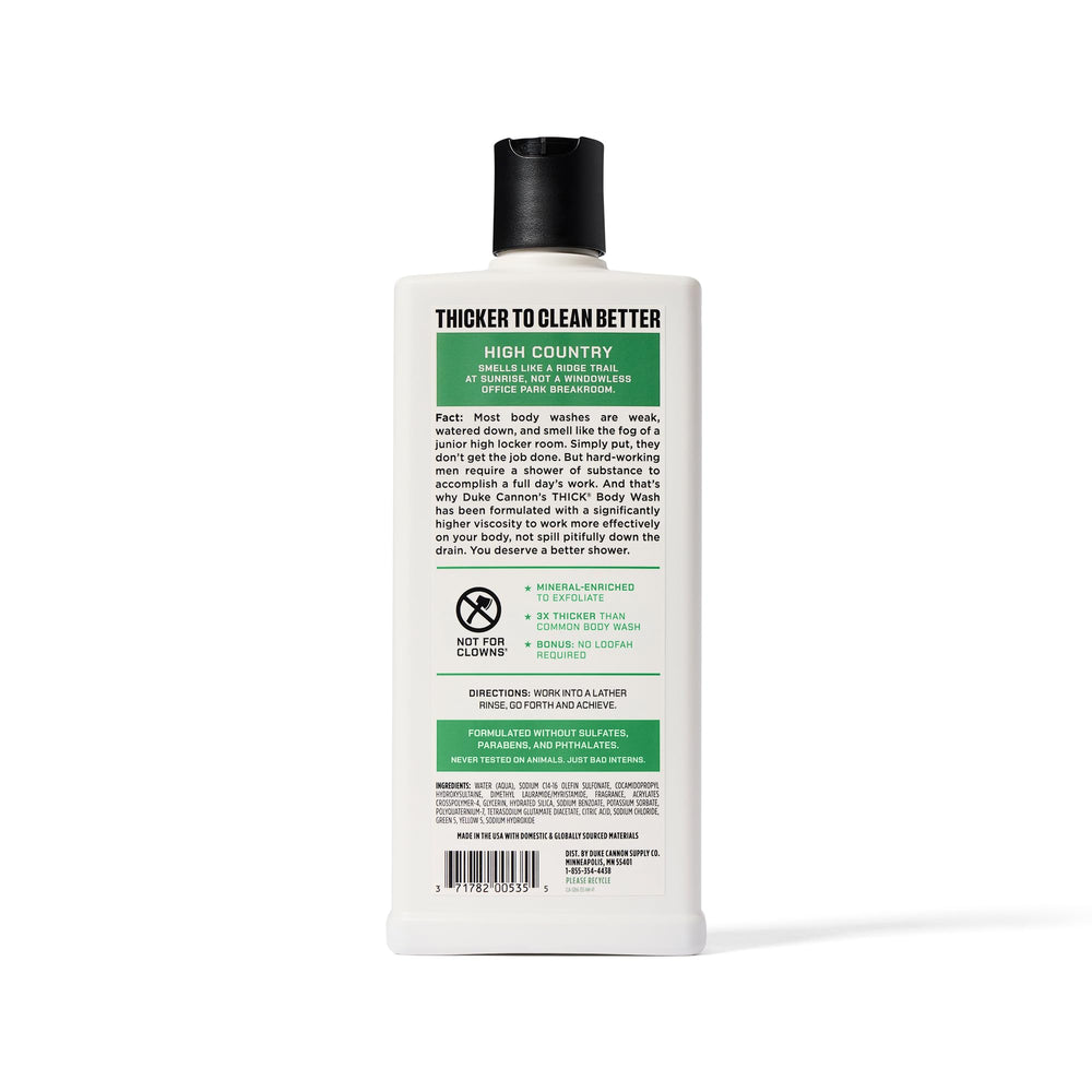 Duke Cannon High Country routine shot illustrates simple shower steps.