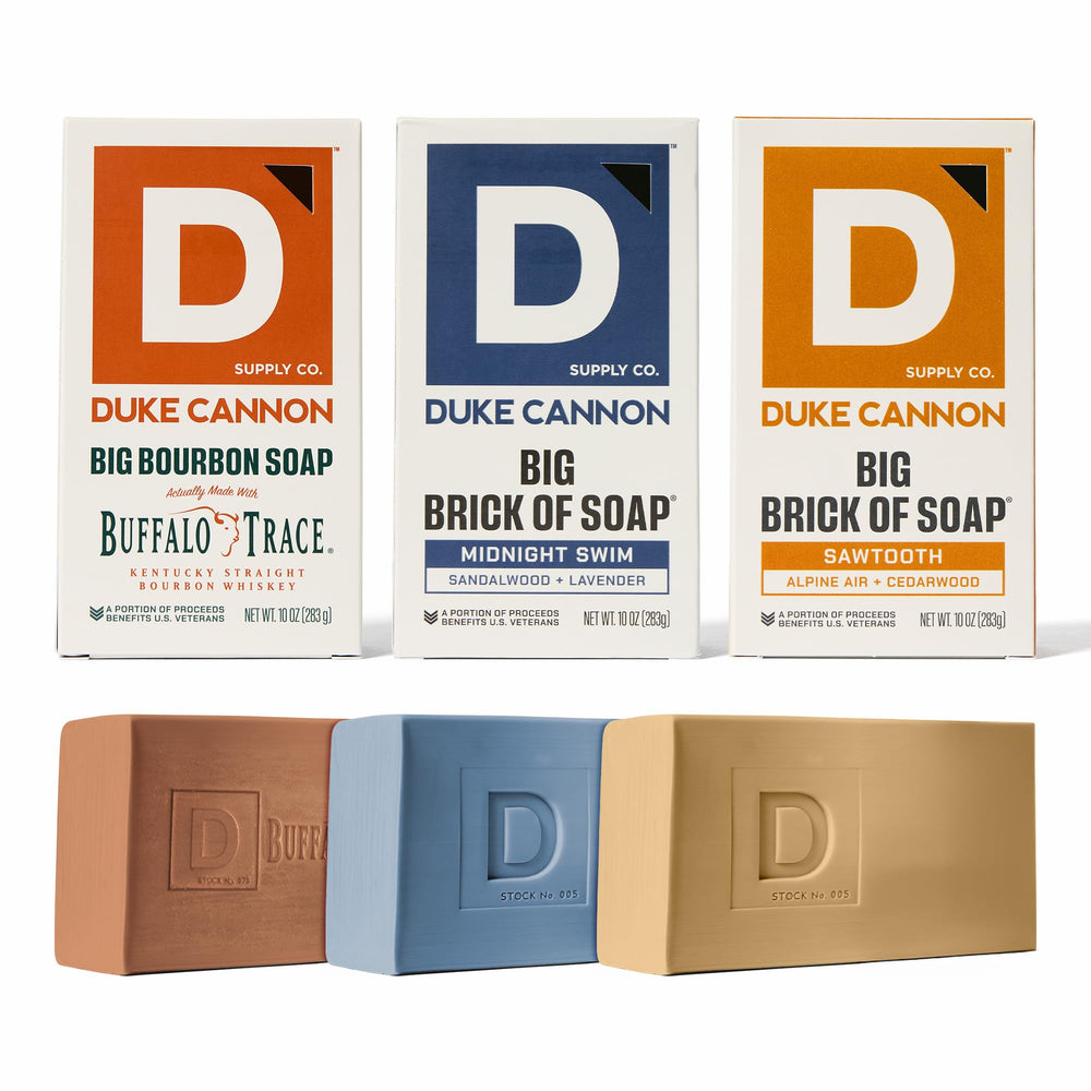 Duke Cannon Midnight Swim bar soap for a bold, long-lasting masculine scent in daily showers.