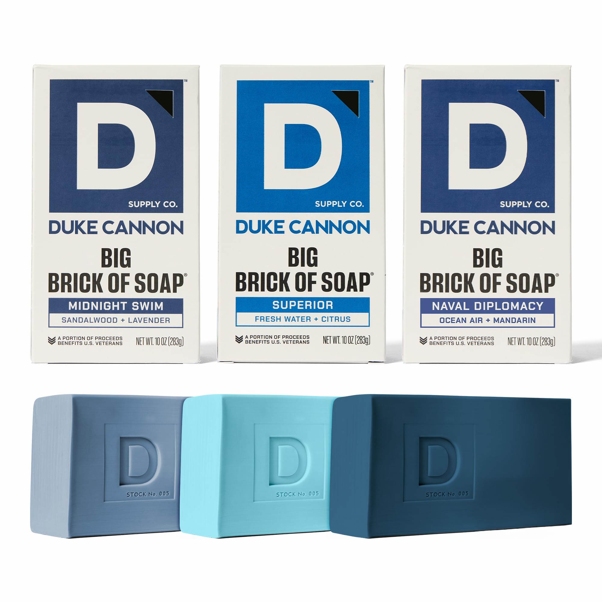 Duke Cannon Midnight Swim soap bar close-up with rugged design and lather-ready feel.