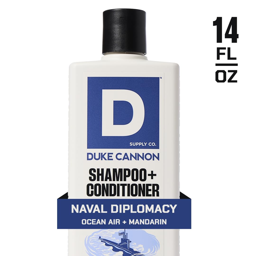 Duke Cannon Midnight Swim conditioner bottle providing lasting fragrance and smoothness
