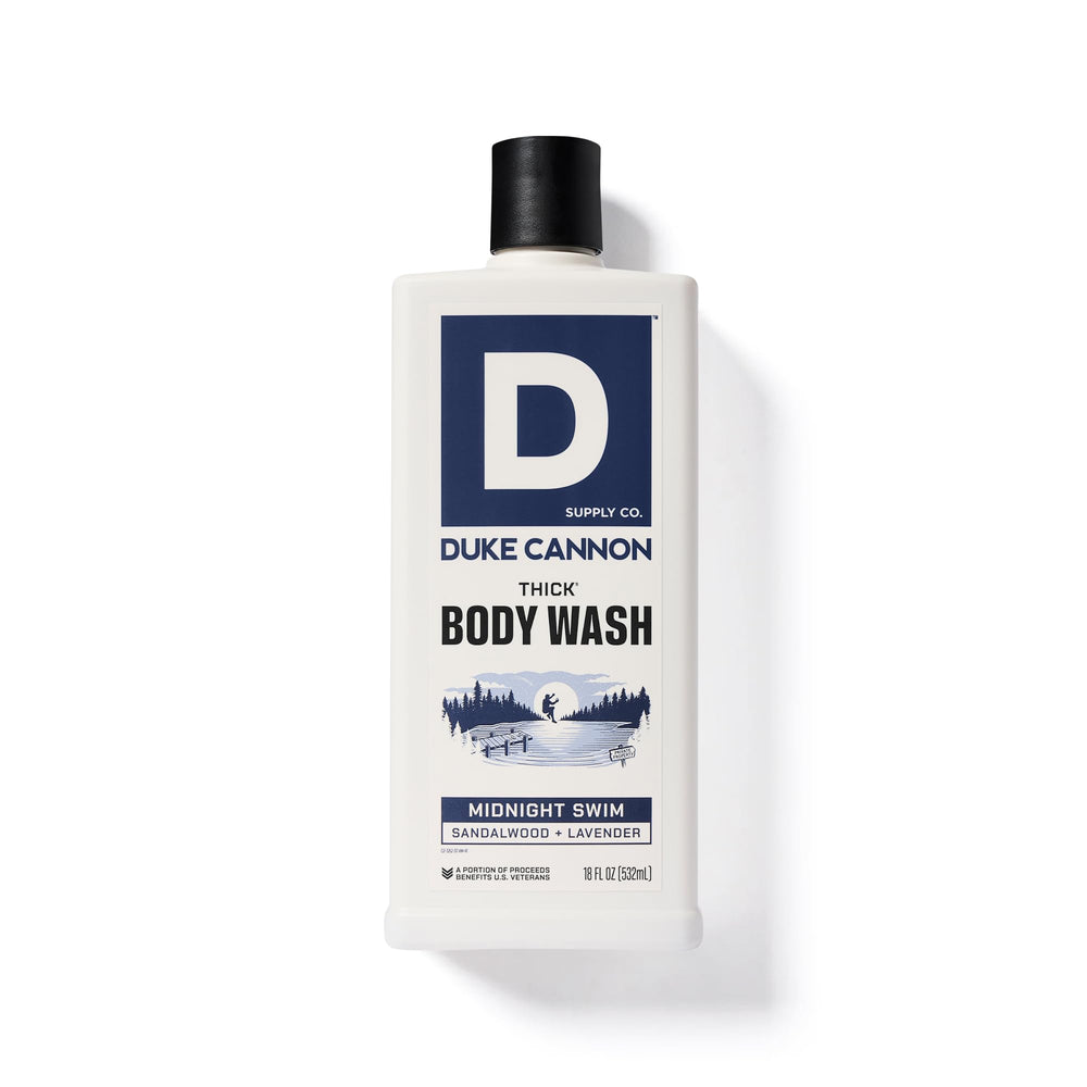 Duke Cannon Midnight Swim foamy cleanse spreads easily on skin.