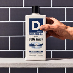 Duke Cannon Midnight Swim mineral-enriched formula supports smoother skin.