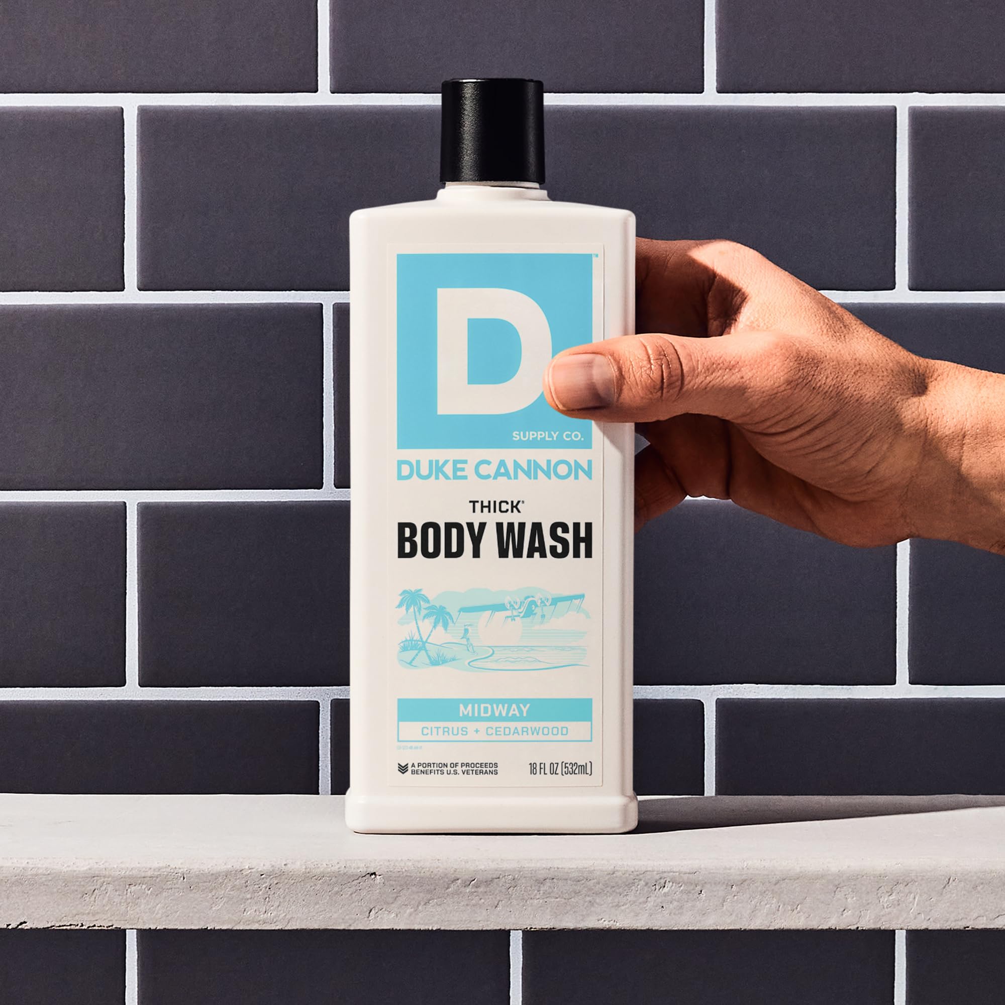 Duke Cannon Midway label detail emphasizes premium packaging and scent