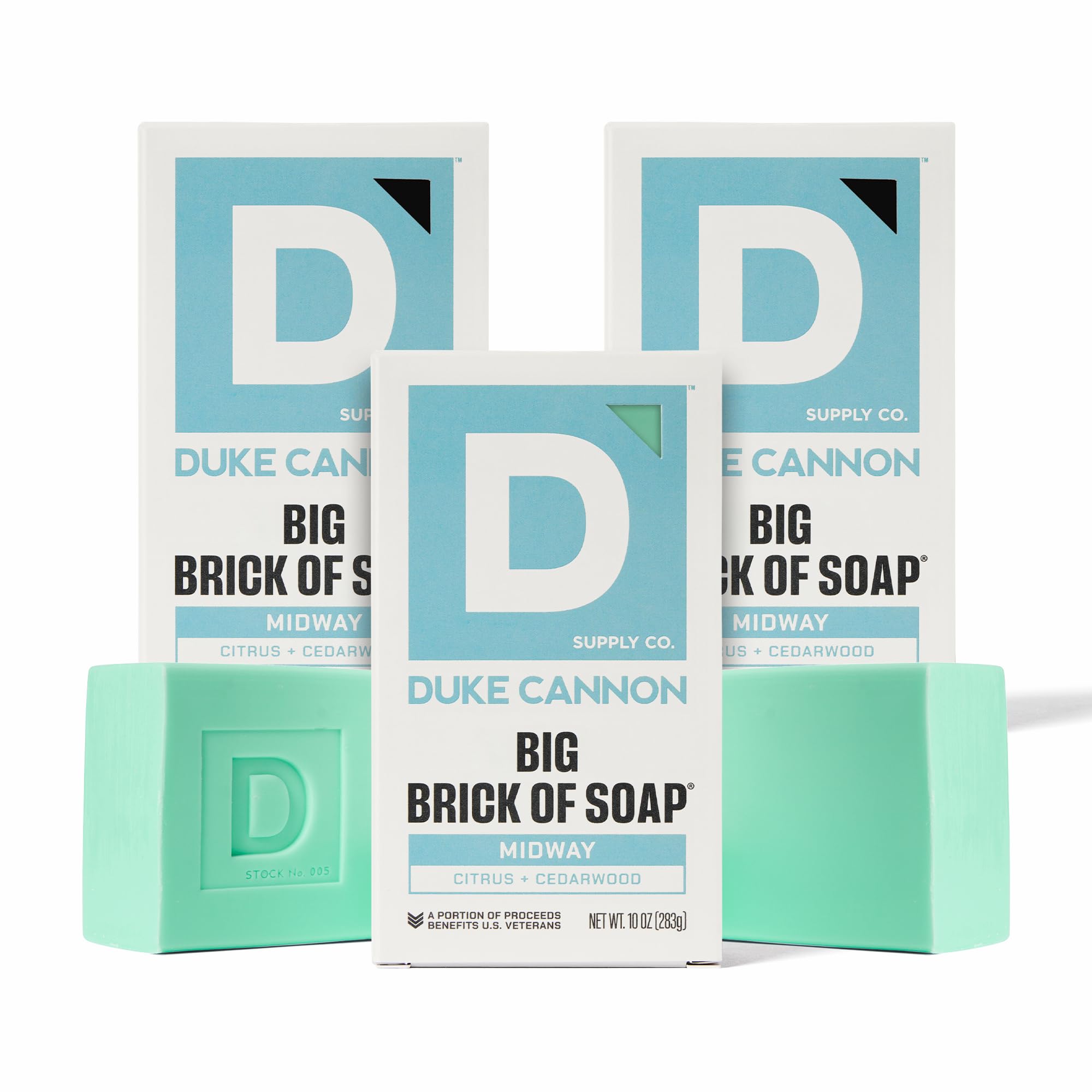 Duke Cannon Midway large bar soap 3-pack for rugged cleansing and long-lasting lather.