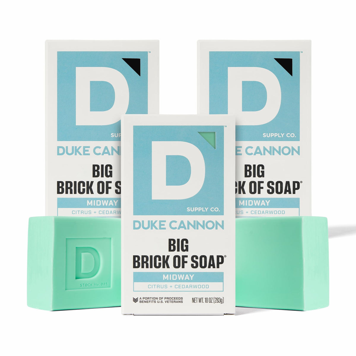 Duke Cannon Midway large bar soap 3-pack for rugged cleansing and long-lasting lather.