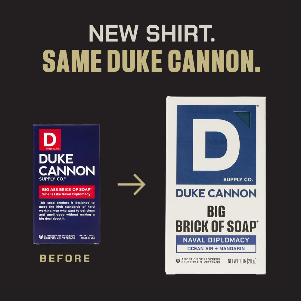 Duke Cannon Naval Diplomacy bar close-up with steel-cut grains.