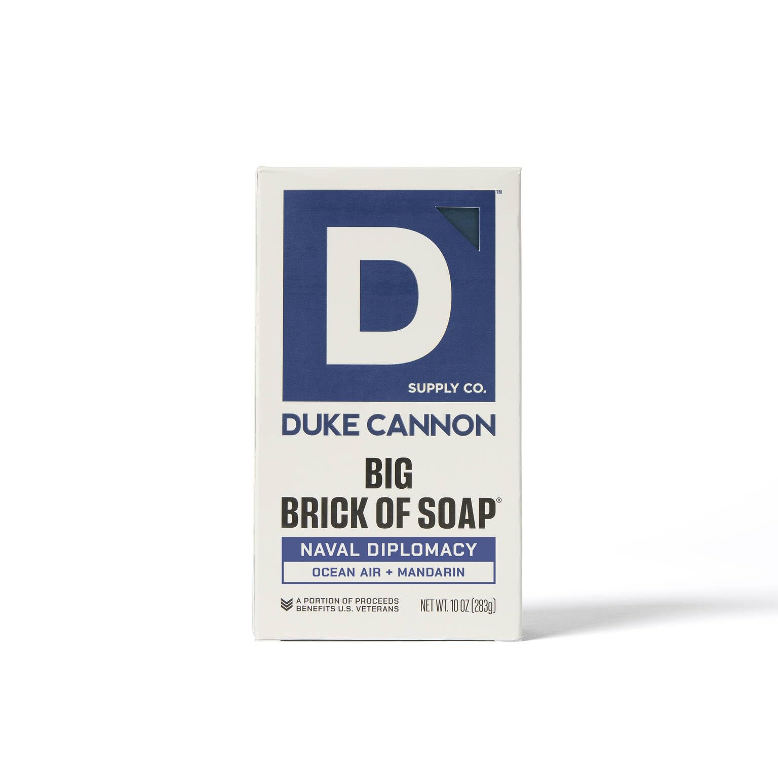 Duke Cannon Naval Diplomacy bar grain texture for a robust rinse.