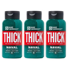 Duke Cannon Naval Diplomacy body wash bottle close-up highlighting a premium cleanse