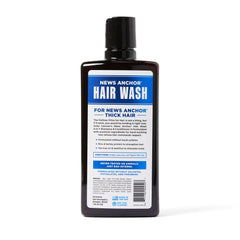 Duke Cannon News Anchor 2-in-1 Hair Wash Naval Diplomacy bottle closeup reveals detangled, manageable hair