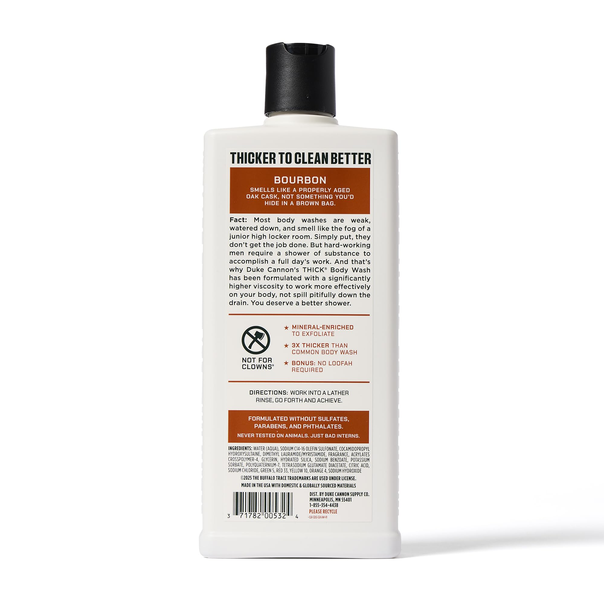Duke Cannon Old Glory bottle front emphasizes patriotic branding and bold scent.