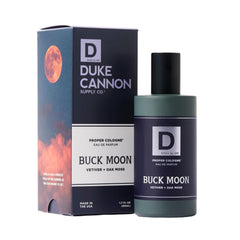 Duke Cannon Buck Moon bottle showing natural lime and vetiver scent for everyday wear