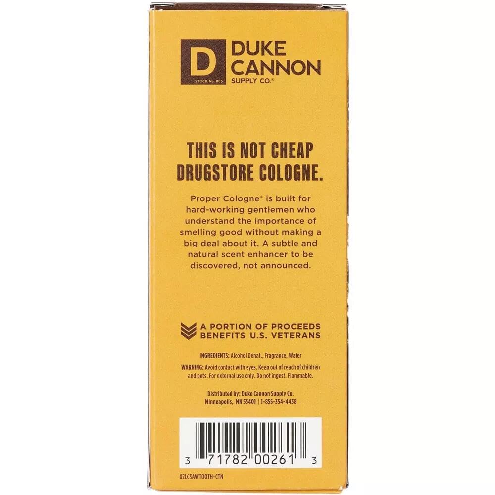 Duke Cannon Sawtooth mountain-inspired packaging appeals to men seeking authentic, not overpowering scents.