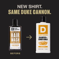 Two-pack of Duke Cannon Sawtooth 2-in-1 hair wash for convenience