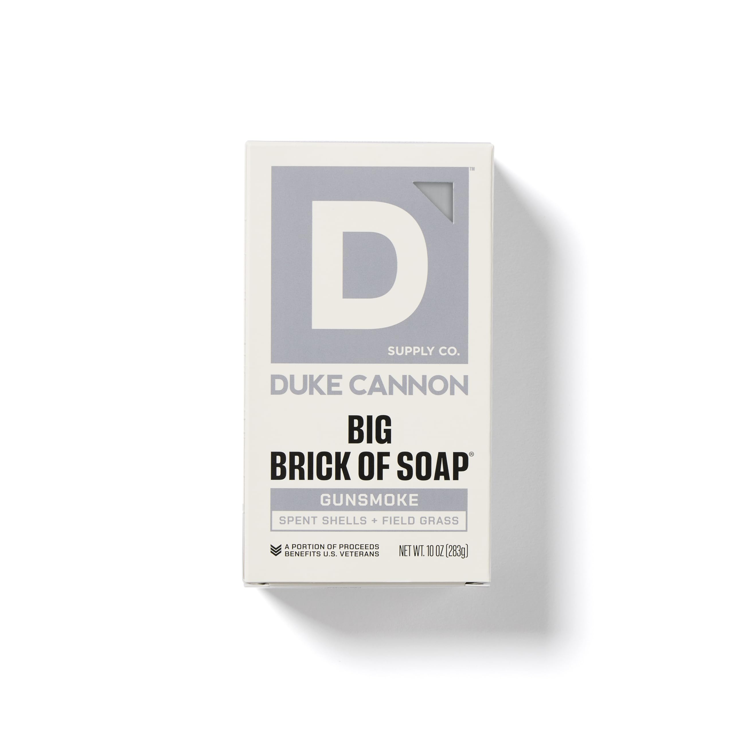 Duke Cannon Sawtooth soap bar close-up showing rich lather for thorough cleansing