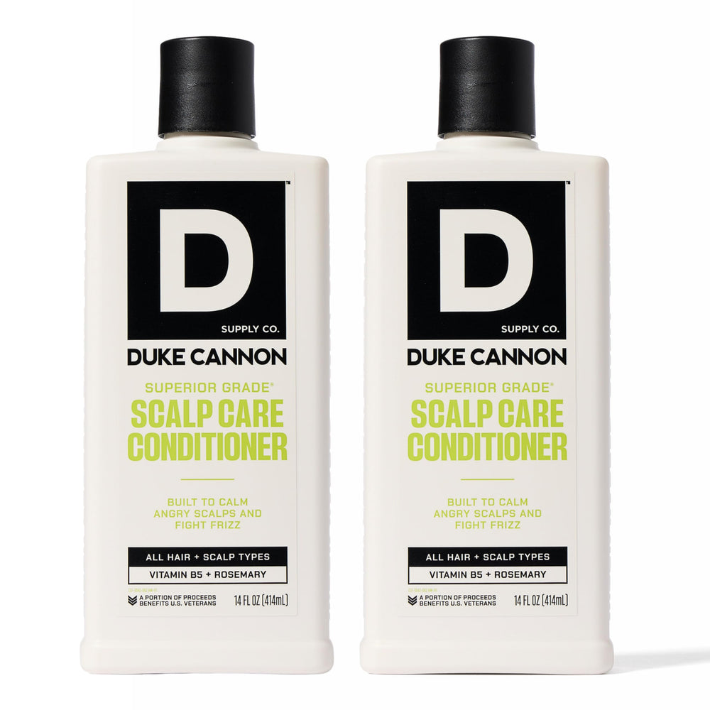 Duke Cannon scalp care conditioner bottle front view for hydrated hair