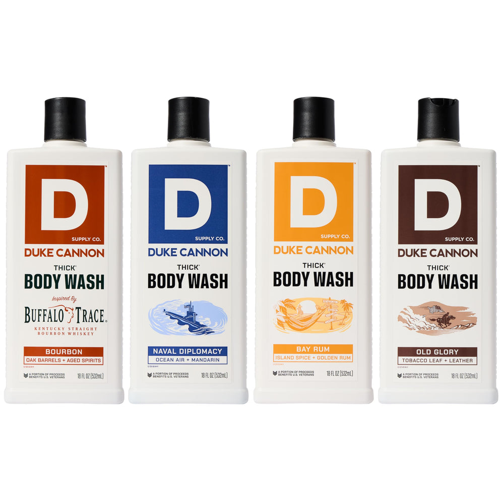 Duke Cannon shower routine setup showing simple daily cleanse.