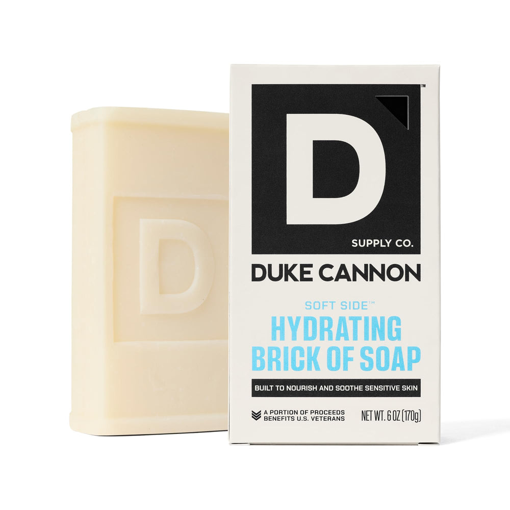 Duke Cannon soap with oat extract for gentle irritation relief visuals