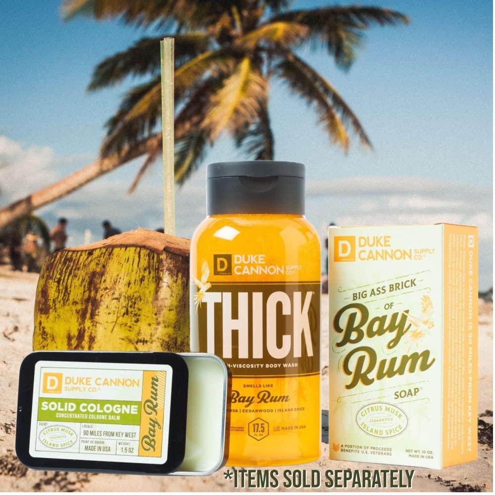 Duke Cannon Bay Rum cedarwood note adds warmth to the scent blend.