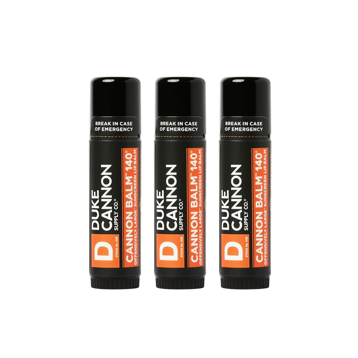 Duke Cannon Tactical Lip Protectant Balm in an open jar for quick lip hydration.