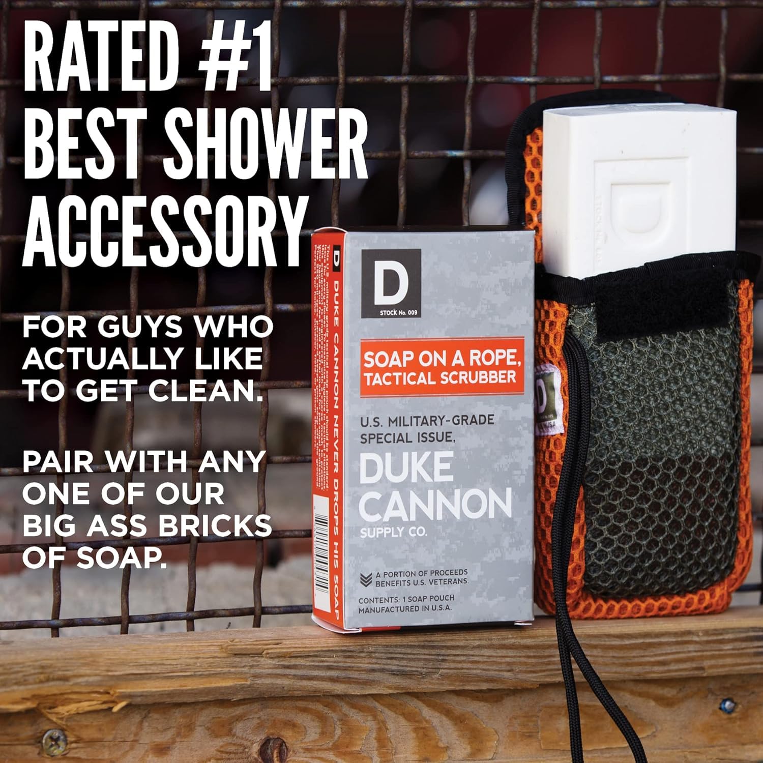 Duke Cannon Tactical Scrubber coarse mesh for heavy scrubbing