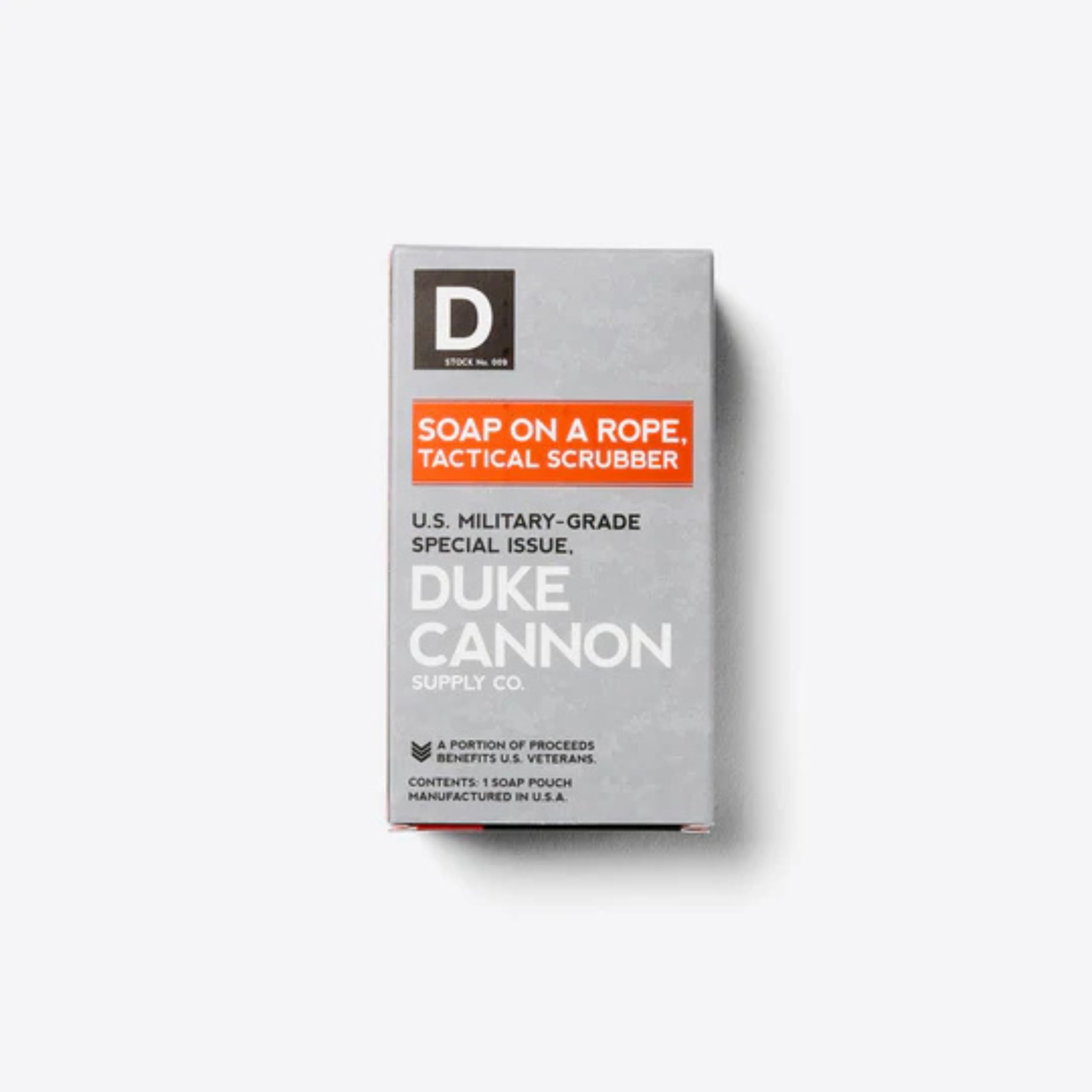 Duke Cannon Tactical Scrubber elevated soap pouch in use