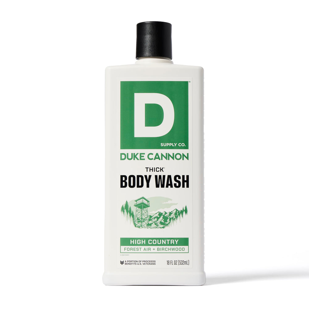 Duke Cannon THICK Body Wash produces rich foam for a thorough wash.