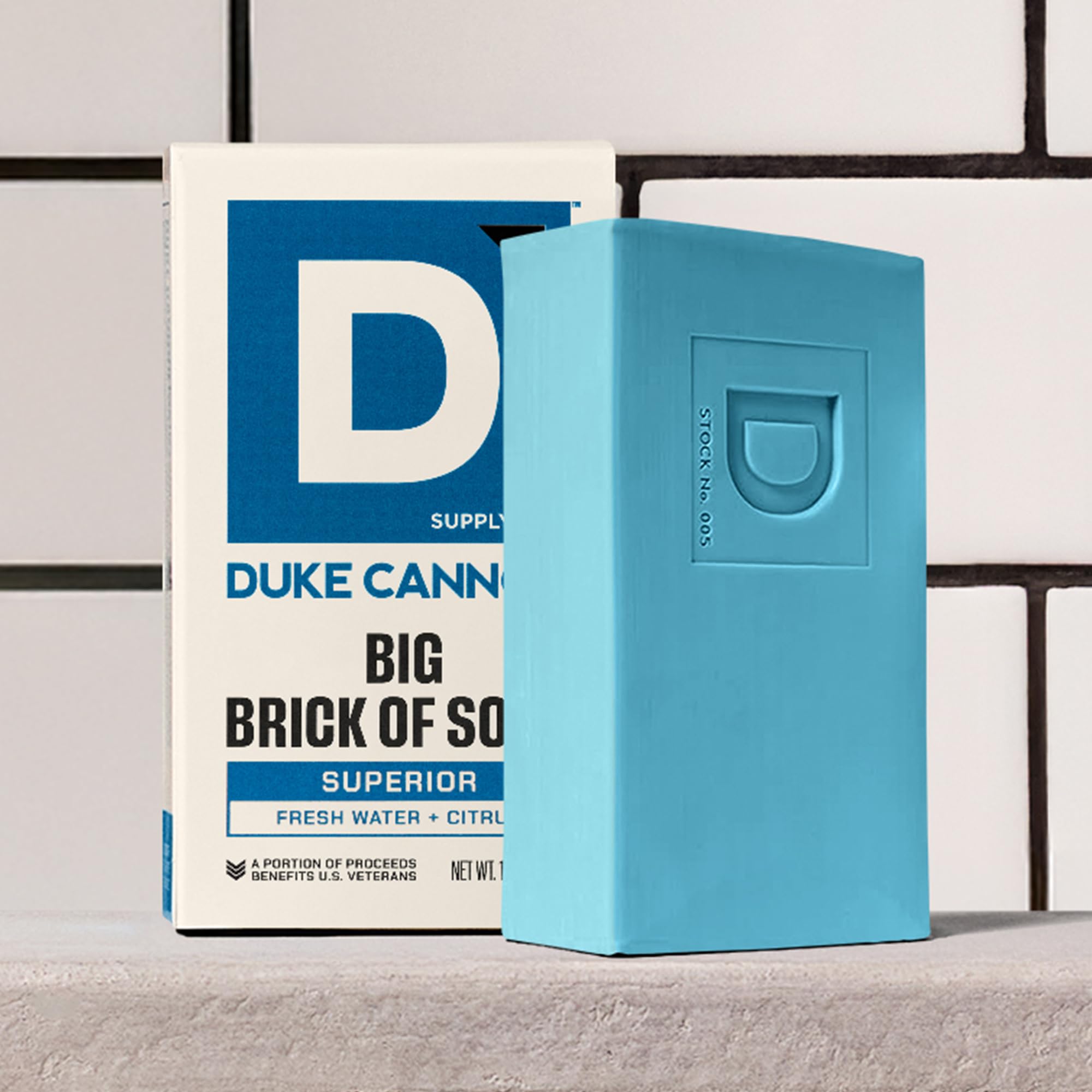 Duke Cannon USA-made claim reinforced by product close-up and label.