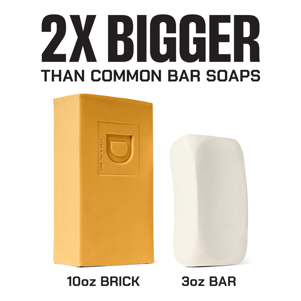 Duke Cannon Wayfinder bar on shower shelf emphasizing durability