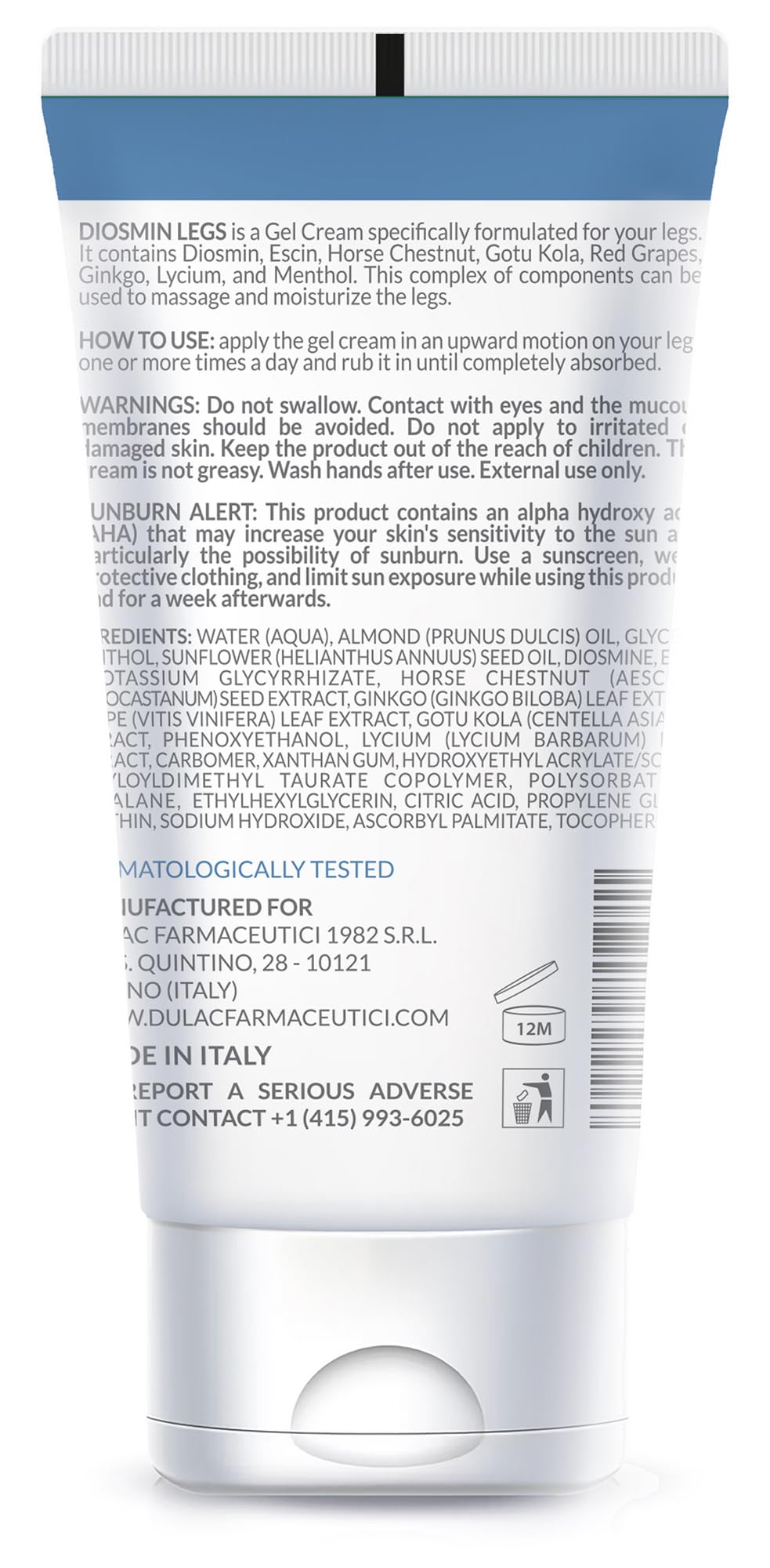 DULÀC Diosmin Legs Gel Cream with Horse Chestnut for daily leg comfort and circulation support.