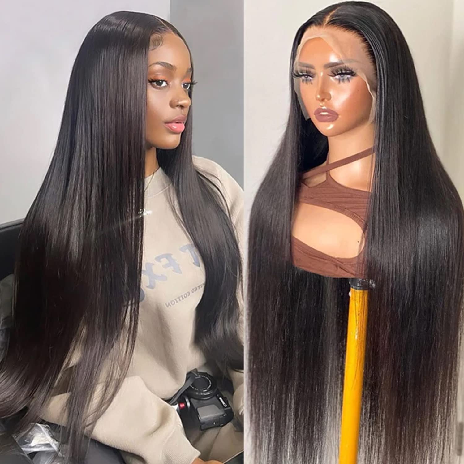 DULOVE 26inch straight lace front wig with HD transparent lace for natural hairline