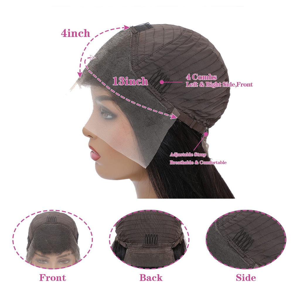 DULOVE glueless cap with four combs and adjustable strap for secure fit.