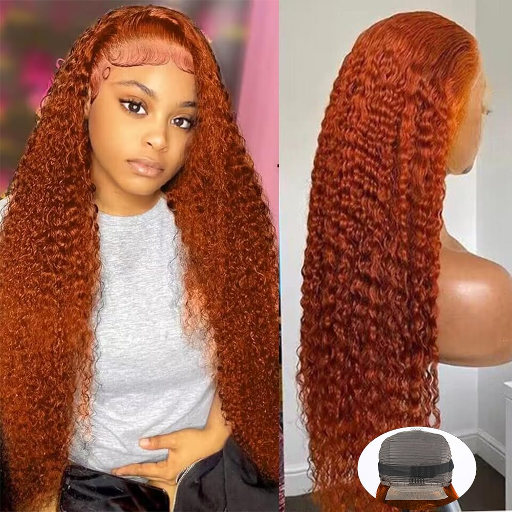 DULTEV Ginger Orange lace front wig with 13x4 HD lace for natural hairline.