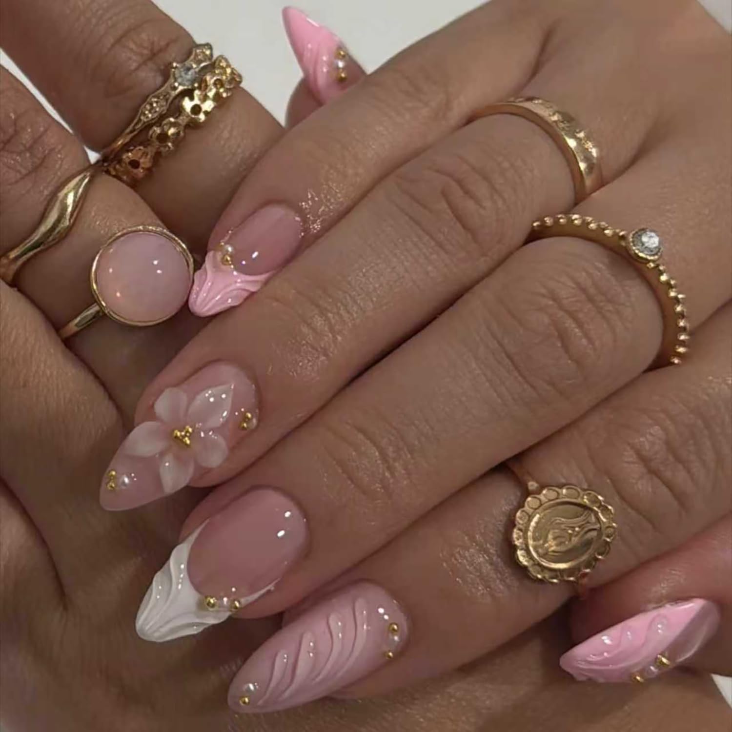 Dulyork nude pink glossy press-on nails for a quick, glamorous look.