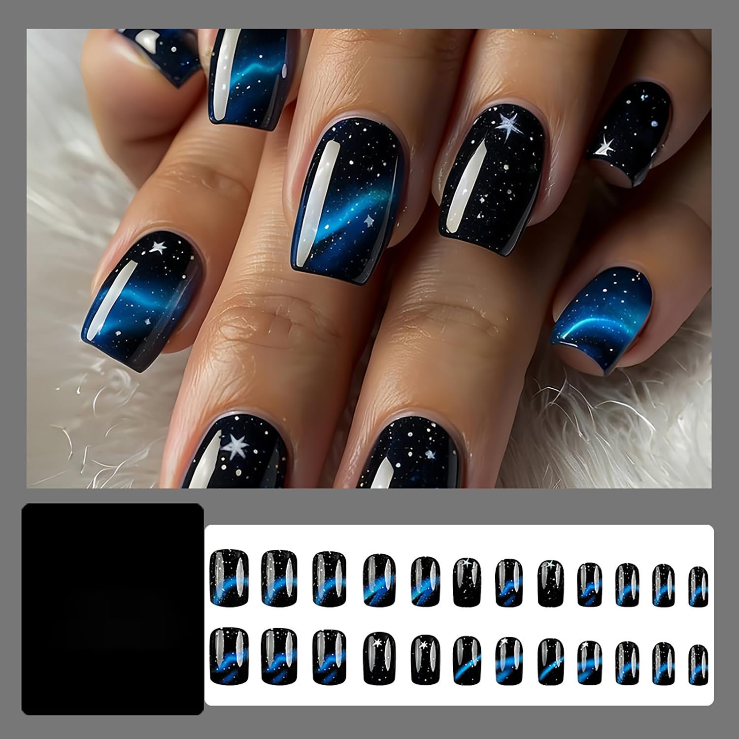 Dulyork press-on nails with glossy gradient finish for a chic, lasting manicure.