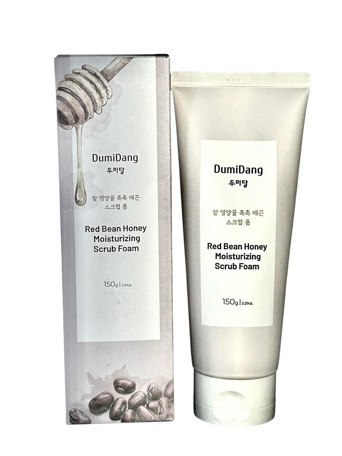 DumiDang Red Bean Honey Scrub Foam bottle showing moisturizing exfoliation for radiant skin